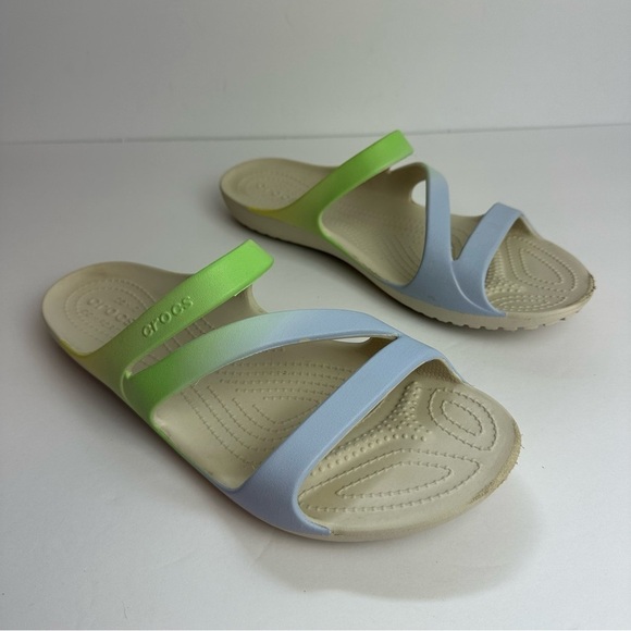 Crocs Kadee Sandals Women's size 11 Shoes Blue Green Lightweight Waterproof - Picture 11 of 11